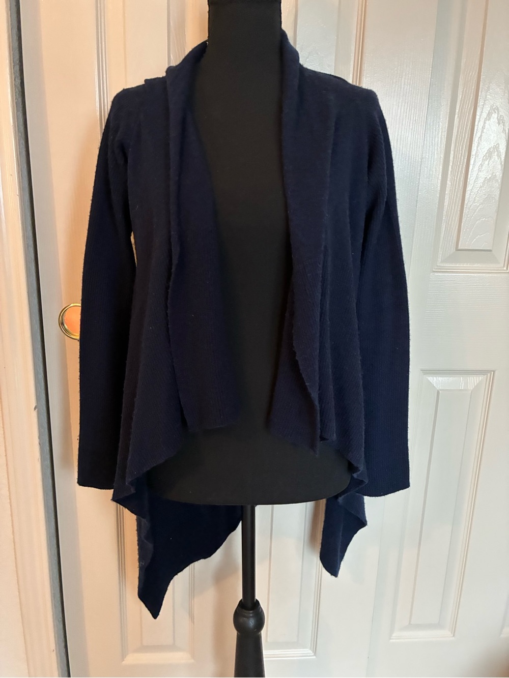 Cashmere/Merino Wool Blend Navy Open-Front Women's Sweater Cardigan